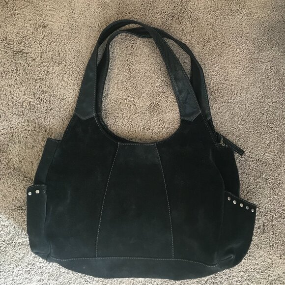 vintage J. Jill black suede and leather hobo bag - Picture 1 of 8